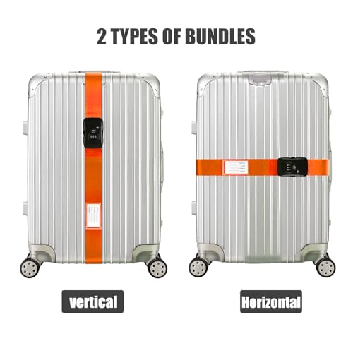 Veki Travel Luggage Straps for Suitcases, TSA Approved with Lock, Orange - color: orange