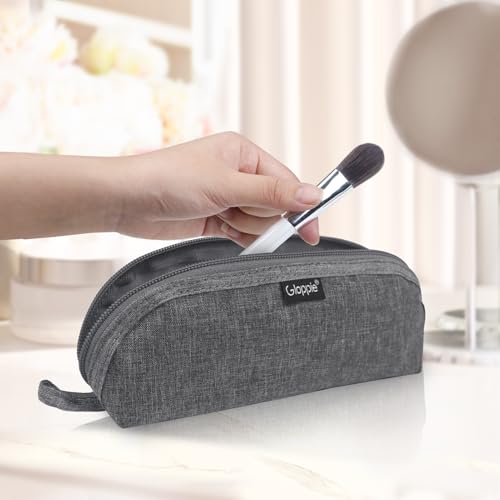 Gloppie Portable Makeup Brush Bag - Compact and Durable Small Cosmetic Case for Daily and Travel Use, Grey - color: Grey
