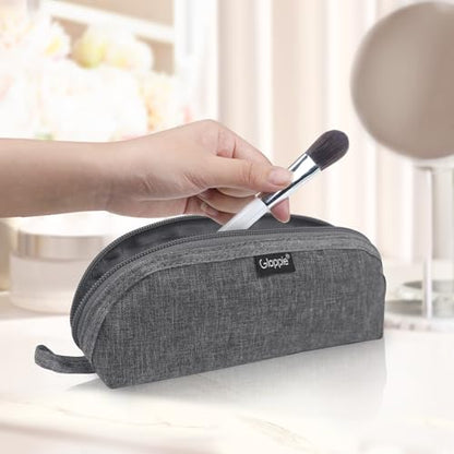 Gloppie Portable Makeup Brush Bag - Compact and Durable Small Cosmetic Case for Daily and Travel Use, Grey - color: Grey