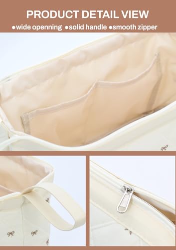 TeeYee Hair Tools 다이슨 에어랩 퀼트 세면도구 가방용 여행 가방, 베이지보우 - color: 베이지보우
