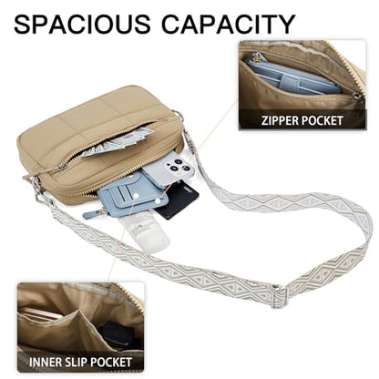 Telena Crossbody Bags for Women Cross Body Purse with Guitar Strap - color: Khaki