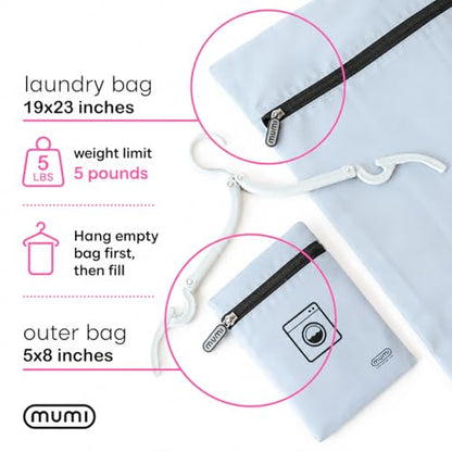 MUMI Smell-Proof Travel Laundry Bag with Folding Hanger, Black - color: Black