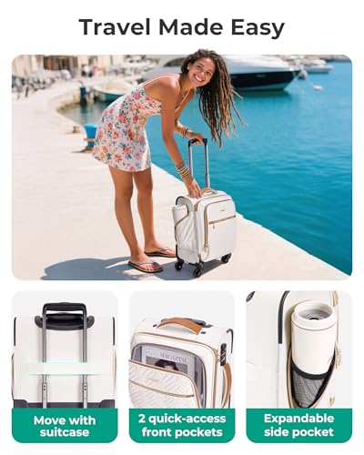 BAGSMART 16" Underseat Carry On Luggage Softside Carry On Suitcase, Beige - color: Underseat-Beige