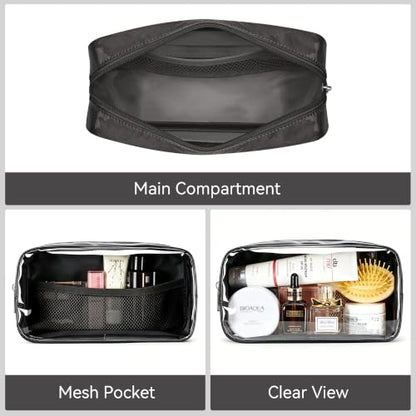 WLLWOO Clear Makeup Bag Small Cosmetic Pouch Travel Toiletry Organizer - color: 1pcs-Medium-Black