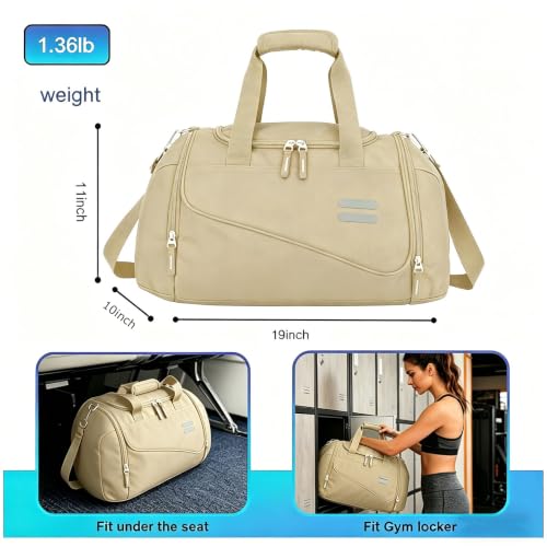 Urbanstand Gym Bag for Men & Women - 30L Duffle Bags with Shoe Compartment - color: Khaki
