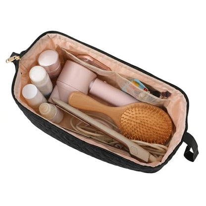 TeeYee Hair Tools Travel Bag for Dyson Airwrap Quilted Toiletry Bag - color: 002Black