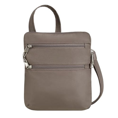 Travelon Anti-theft Classic Slim Double Zip Crossbody - color: Hazelnut