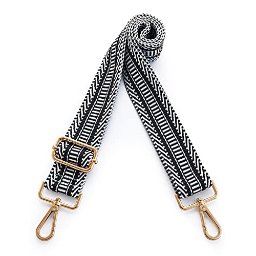 S-Jacorry Purse Strap Replacement Crossbody Wide Shoulder Strap Adjustable Canvas Straps Handbag Strap Replacement Belts - color: Gold Buckle-106