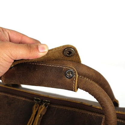 KomalC Leather Travel Duffle Bag, Cabin Carry-On for Men & Women - style: Buffalo Distressed Tan