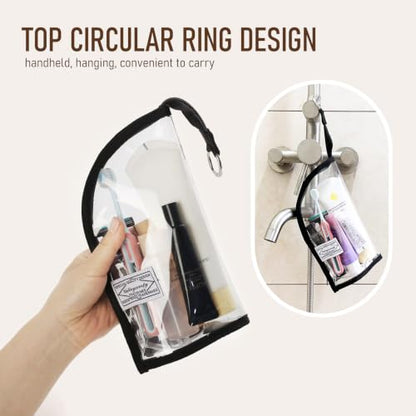 Valleycomfy 2Pcs Clear Standing Toiletry Bags Lightweight, Black & Gray - color: Black & Gray