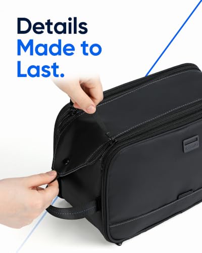 ZEEMO Travel Toiletry Bag for Men, Full Open Dopp Kit with Dual Compartment - color: Black, size: Large