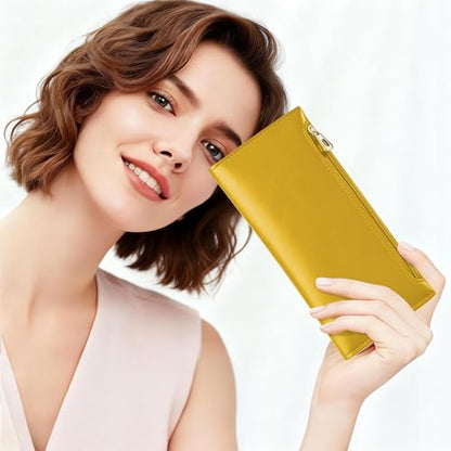 Tipmile Slim Wallet for Women, RFID Blocking Credit Card Holder - color: Mustard Yellow