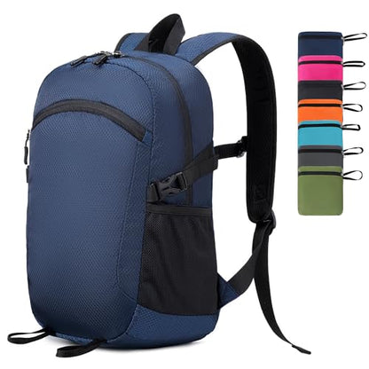 Lightweight Hiking Backpack 30L Packable Foldable Daypack Collapsible Travel Bag Water-Resistant for Women Men (Navy Blue) - color: Navy Blue, size: Large