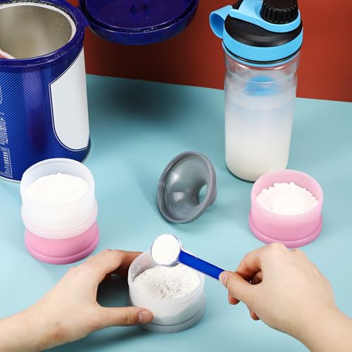 Baderke 2 Pcs Protein Powder Travel Container with Funnels Stand, Pink, White - color: Pink, White