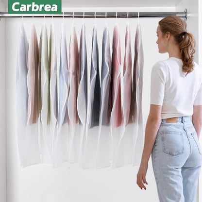 Carbrea 12 Pack Translucent Garment Bags for Hanging Clohes - 24" x 42" - size: 42 inch