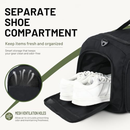 MIER Packable Travel Duffle Bag with Shoe Compartment, 80L, Black - color: Black, size: 80L