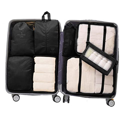 Luggage Packing Organizers Packing Cubes Set for Travel (black) - color: black 8pc
