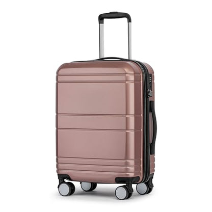 Carry On Luggage 22x14x9 Airline Approved,Hardside Suitcase,20 In,Rose Gold - color: Rose Gold