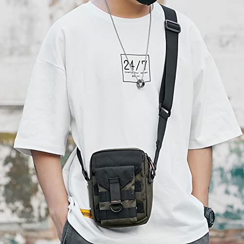 Small Crossbody Bag for Men, Mini Messenger Bag Shoulder Bag for Phone Passport - color: M-green