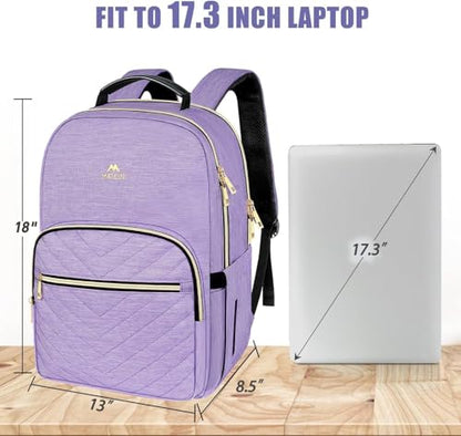 MATEIN 17 Inch Laptop Backpack, Womens College Backpack for School - color: Purple, size: 17inch