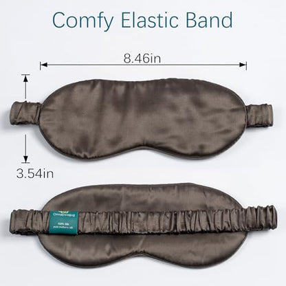 100% 22 Momme 6A Grade Double-Sided Pure Mulberry Silk Eye Mask Soft Breathable Sleep Blindfold with Elastic Headband for Men and Women Pack of 1 (Charcoal) - color: Charcoal