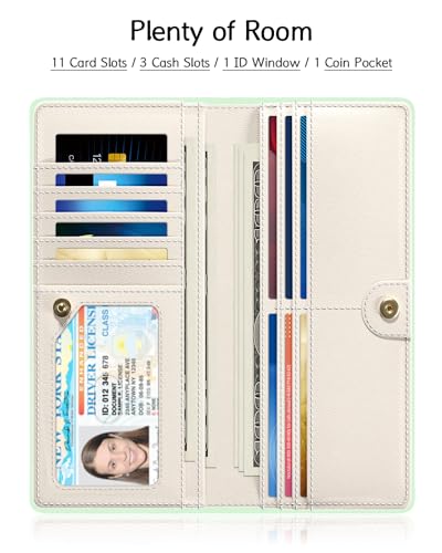 Womens Wallet, RFID Slim Wallet, Credit Card Holder Purse, Leather Bifold - color: Green