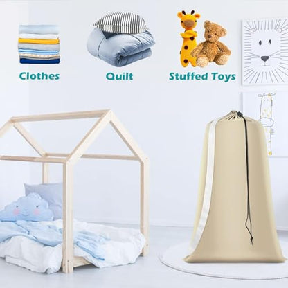 Coomee Heavy Duty Laundry Bag, 2 Pack XXL Nylon Laundry Bags with Straps - color: Beige, size: 48" x 28" x 1"