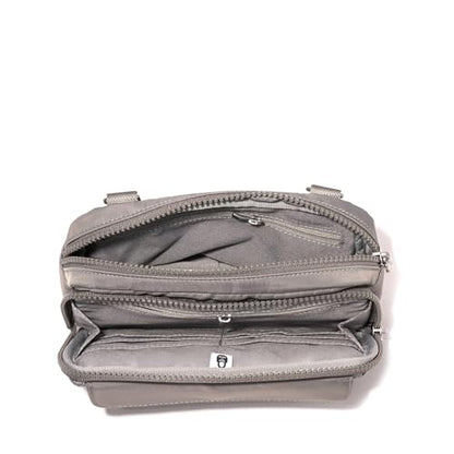 Baggallini womens Modern Double Zip Crossbody - color: Sterling Shimmer