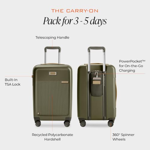 Briggs & Riley Sympatico Essential 22 Inch Hardside Carry-On Spinner, Olive - color: Olive, size: 22" Carry-On
