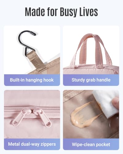 LIGHT FLIGHT Travel Toiletry Bag - Hanging Makeup Organizer for Women & Men - color: Lavender Purple