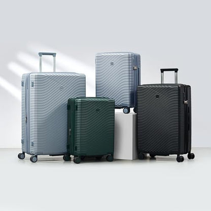 MILADA 24 Inch Expandable Checked Luggage, Hard Shell Medium Suitcase - color: Jet Black, size: Checked Medium 24 inch