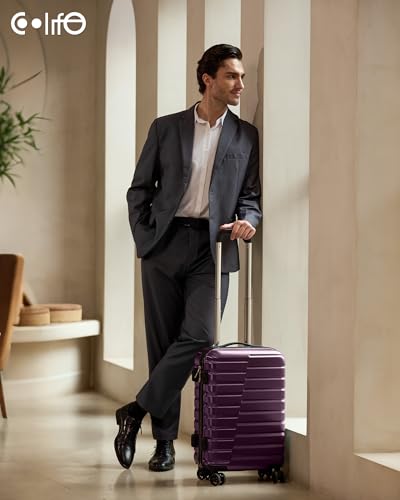Coolife Lightweight Luggage with TSA Lock,Carry On Purple - color: Purple, size: Small(20in)