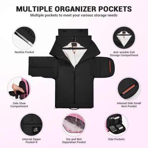 DEVPNR Rolling Garment Bags for Travel 59L, Pink - color: Pink