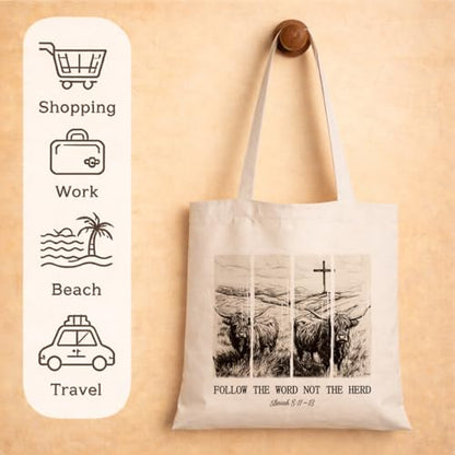Book Lover Tote Bag with Funny Reading Quote Bag - color: Cow