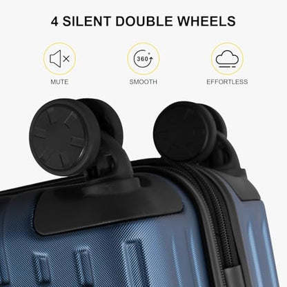 LEVEL8 Carry on Luggage 22x14x9 Airline Approved, 20" Suitcases with Wheels - color: Blue, size: 20 Inch
