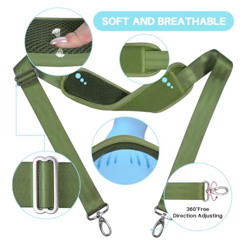 Bag Shoulder Strap Universal Replacement, Green | Removable Shoulder Pad, with Metal Hooks for Luggage Messenger Briefcase Computer Crossbody Bags Laptop Tool Case - color: Green