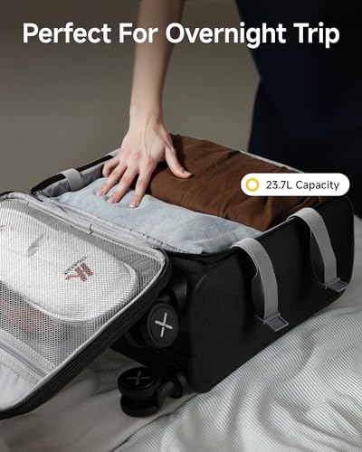 LUGGEX Front Opening Underseat Carry On Bag, Black, 15"