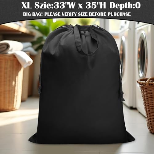 Canvas Laundry Bag 33"Wx 35"H,Extra Large Heavy Duty Hamper Liner, XL Black - color: Black, size: XL 33"W x 35"H┃1 Pack