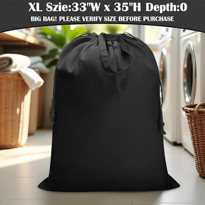 Canvas Laundry Bag 33"Wx 35"H,Extra Large Heavy Duty Hamper Liner, XL Black - color: Black, size: XL 33"W x 35"H┃1 Pack