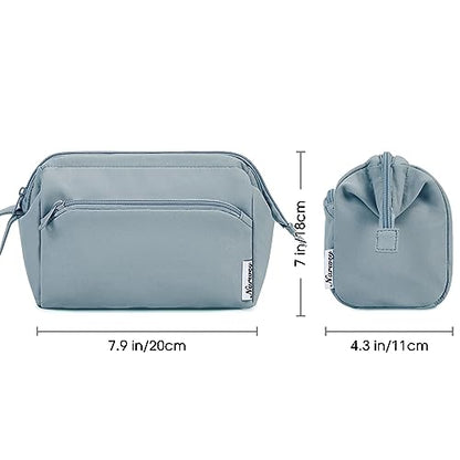 Narwey Travel Makeup Bag Toiletry Bag, Wide Open Cosmetic Bag for Women - color: A-Greyish Blue, size: Small