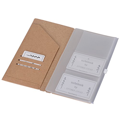 Kraft File Folder + Zipper Pouch & Card Sleeve Travel Accessories Kit for Standard Size Travelers Notebook, 4.25"x8.25" - size: Standard Size