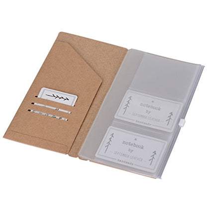 Kraft File Folder + Zipper Pouch & Card Sleeve Travel Accessories Kit for Standard Size Travelers Notebook, 4.25"x8.25" - size: Standard Size