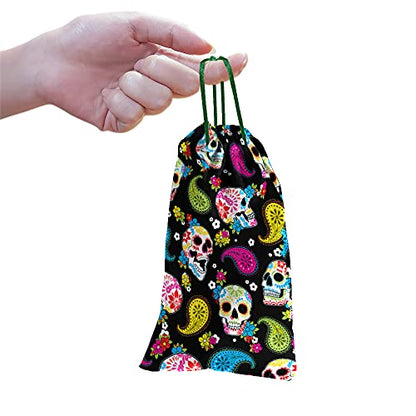 WIRESTER Set of 3 Polyester Sunglasses Pouch, Eyeglasses Soft Case with Drawstring Closure - color: Butterfly, Sea Turtles, Skulls
