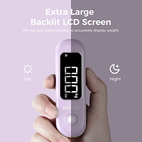 pack all Digital Luggage Scale for Travel, 110Lbs Capacity, 0.1Lb Precision - color: Purple