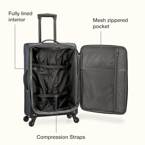 U.S. Traveler Anzio Softside Expandable Luggage with Spinner Wheels, Dark Grey, 30-Inch Large - color: Dark Grey, size: 30-Inch Large