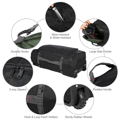 REDCAMP 85L/120L/140L Foldable Duffle Bag with Wheels, Large Travel Duffel Bag - color: 120L Black (Large) with U-shaped Opening
