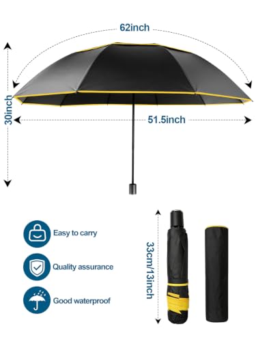Kalolary 55/62 Inch Large Golf Umbrella UV Protection Compact Umbrella - color: Black