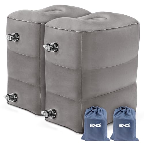 HOMCA Inflatable Travel Foot Rest Pillow for Airplane (2-Pack) - color: Grey