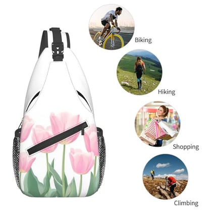 SUPLUCHOM Sling Bag Tulip Flower Hiking Daypack Crossbody Shoulder Backpack Travel Chest Pack for Men Women - color: B0157