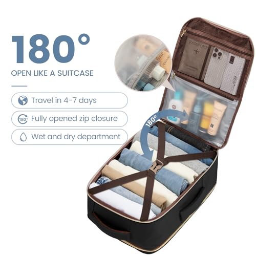 LOVEVOOK Travel Backpack For Women,50L Carry On TSA Personal Item Bag - color: Brown and White and Black, size: 18 Inch-50L-4Pcs
